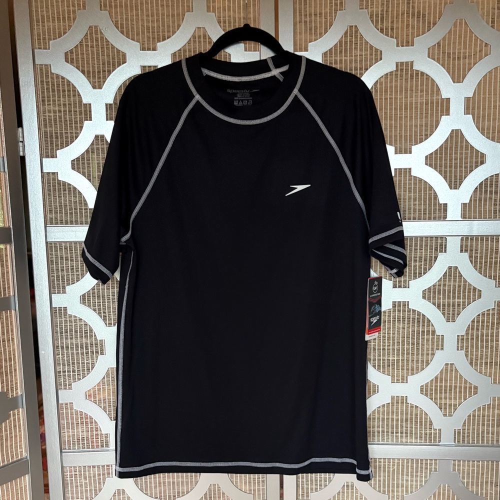 Speedo Men's Black Swim Shirt